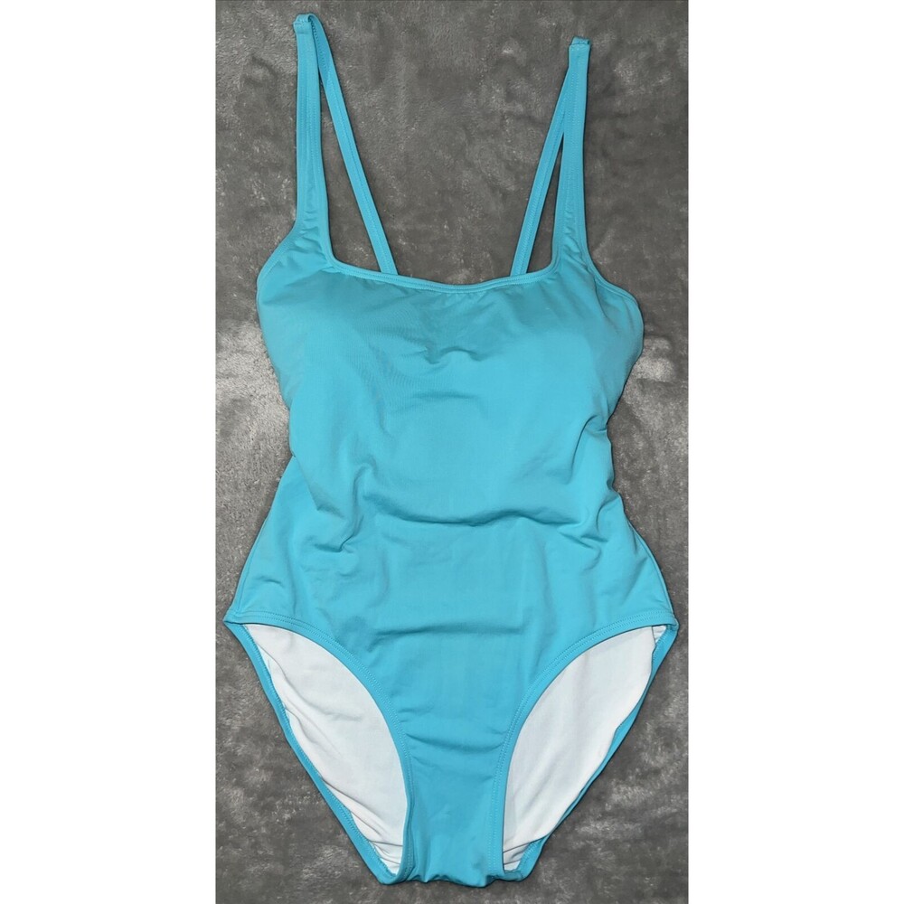 Michael Kors Womens 10 Light blue 1 Piece Bathing Suit Lace up Back Logo Tag